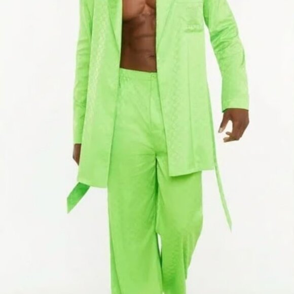 Savage X Fenty Men's Lounge Set Lime Green Smoking Jacket Lounge Pants XL NEW - Picture 10 of 13